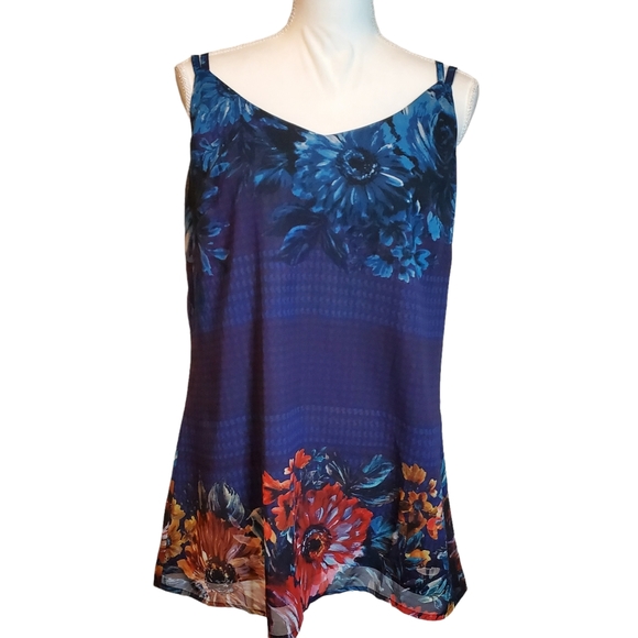 CAbi Tops - NEW CAbi Painterly Floral Double Spaghetti Strap Artist Cami #3434